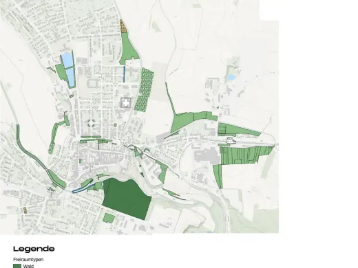 Ausschnitt einer der drei thematischen QGIS-Karten zur Stadtgemeinde Horn, mit Legende