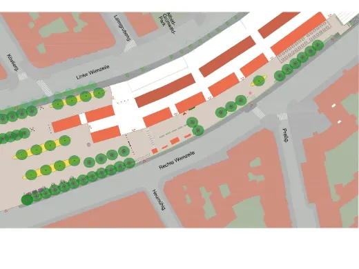 Ausschnitt aus dem Zonierungsplan Naschmarkt: die Abwägung zwischen Beetfläche und Marktfläche im Plan